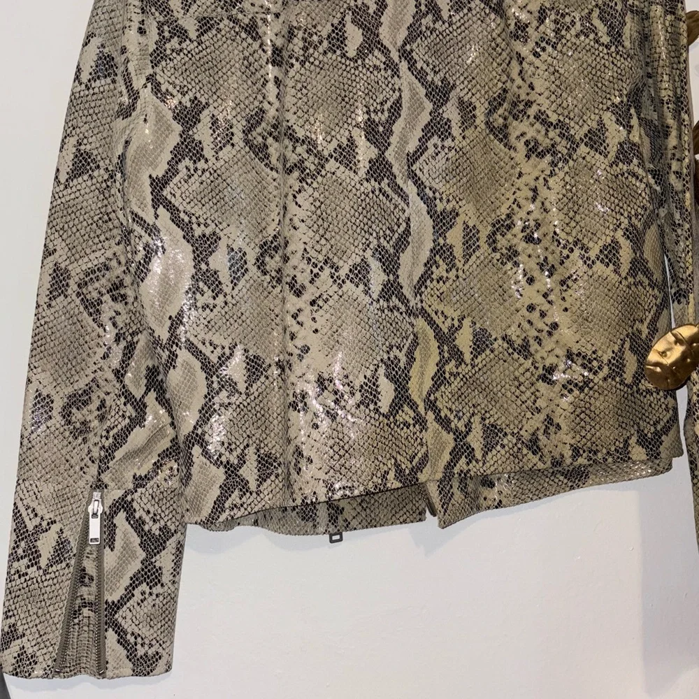 INTERMIX Beige Snakeskin Leather Jacket - Picture 3 of 5